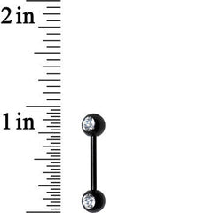 Front Gem Black Anodized Titanium Nipple Barbell Set