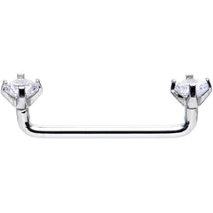 14G Clear Prong Gem 3/4 Steel Staple Surface Barbell 2mm Rise