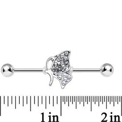Clear Gem Sweet Sparkling Butterfly Industrial Barbell