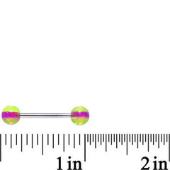 14G Green Purple Acrylic Glitter Barbell Tongue Ring 5/8