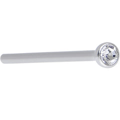 18G 3/4 Clear CZ Steel Straight Fishtail Nose Ring 2mm