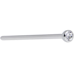 18G 3/4 Clear CZ Steel Straight Fishtail Nose Ring 2.5mm
