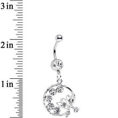 Clear Gem Wreath and Butterfly Dangle Belly Ring