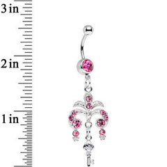 Pink Gem Foliage Fountain Glamour Key Dangle Belly Ring