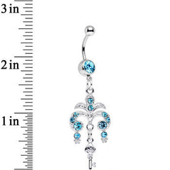 Aqua Gem Foliage Fountain Glamour Key Dangle Belly Ring