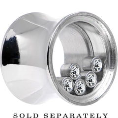 1/2 Moveable Clear Cubic Zirconia Stainless Steel Saddle Plug