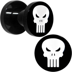 4G Black PVD Licensed The Punisher Logo Screw Fit Plug Set