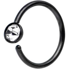 20G 5/16 Black IP Stainless Steel Bright Clear Gem Nose Hoop