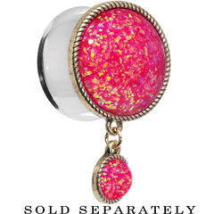 Double Pink Imitation Opal Dangle Plug Sizes 5mm to 1 Inch