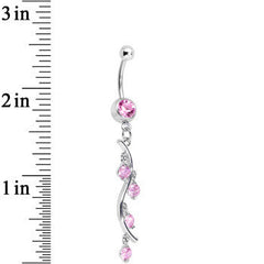 Pink Gem Burst of Budding Drops Dangle Belly Ring