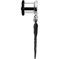 0G Clear Gem Steel Single Flare Tree of Life Dangle Plug Set