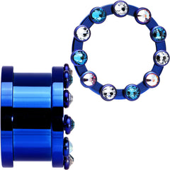 3/4 Dark Blue Titanium Tunnels with Removable Dermal Tops