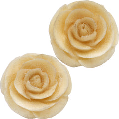 Organic Off White Wood Hand Carved Rosebud Stud Earrings