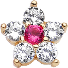 1/4 Gold Anodized Clear Petaled CZ Floral Tragus Cartilage Earring