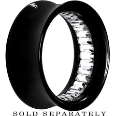 Black Acrylic Clear Gem Inlay Saddle Tunnel Plug 0G to 1 Inch