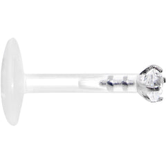 16G 5/16 925 Sterling Silver Bioplast Clear 2mm CZ Labret Monroe