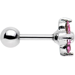 16G 1/4 Steel Quad Pink Gem Cartilage Tragus Barbell Earring