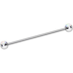 316L Stainless Steel White Faux Opal Industrial Barbell 36mm