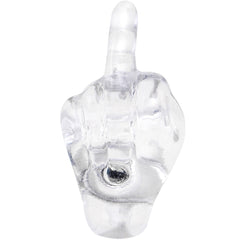 14G 5/8 Clear Acrylic Flip the Middle Finger Barbell Tongue Ring