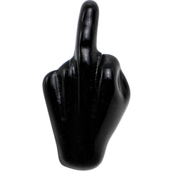 14G 5/8 Black Acrylic Flip the Middle Finger Barbell Tongue Ring
