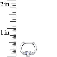 16G Stainless Steel Clear Gem Bright Heart Septum Clicker