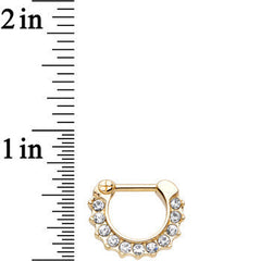 16G Gold Plated Golden Royal Parade Clear Gem Septum Clicker