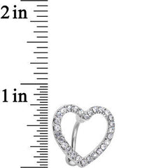 Clear Cubic Zirconia Hollow Heart Top Mount Belly Ring