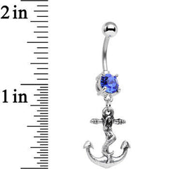 Royal Blue Gem Mermaid's Anchor Dangle Belly Ring