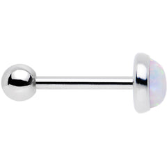18G 5/16 Steel 5mm Synthetic White Opal Cartilage Earring