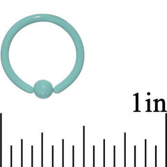 16G Teal Ceramic Coated Stainless Steel BCR Captive Ring 3/8