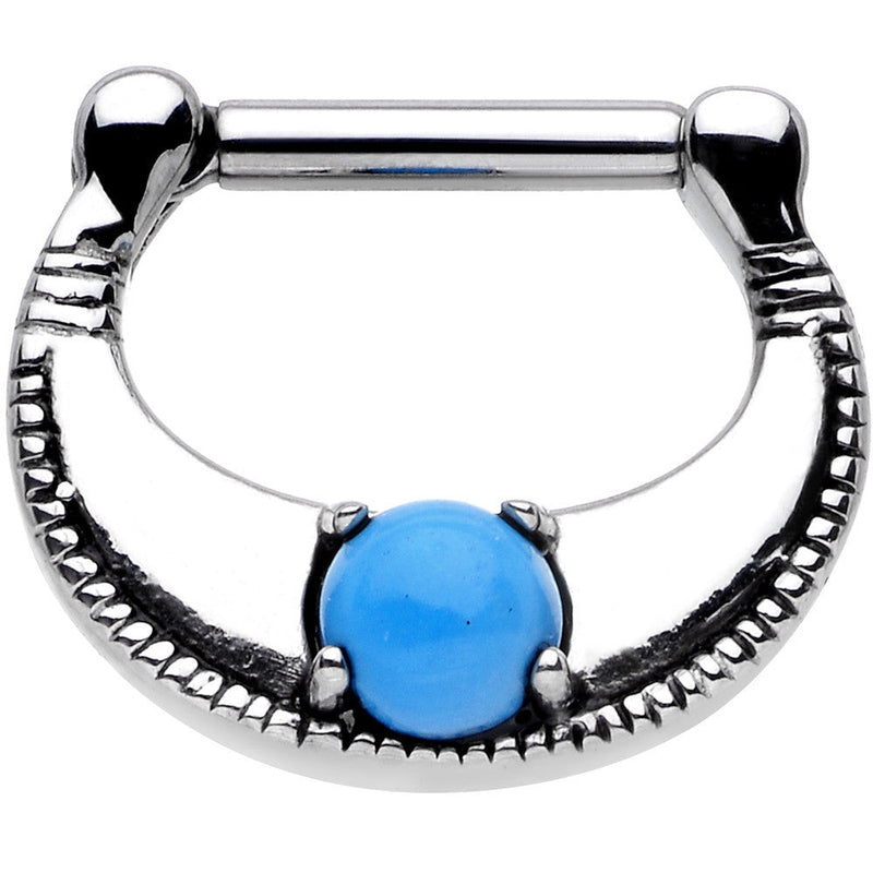 14G Surgical Steel Semi-precious Turquoise Septum Clicker