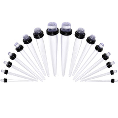 Clear Acrylic Taper Plug Kit - 32 Piece 14 to 00G Ear Stretchers