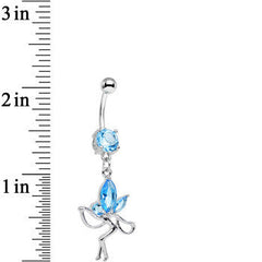 Aqua Cubic Zirconia Meadow Fairy Dangle Belly Ring