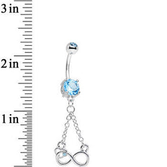 Suspended in Infinity Aqua Gem Dangle Belly Ring
