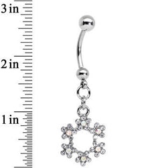 Clear and Aurora Decorated Snowflake Dangle Belly Ring