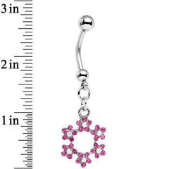Pink and Aurora Decorated Snowflake Dangle Belly Ring