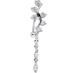 Clear Gem Swirl Teardrop Top Mount Dangle Belly Ring