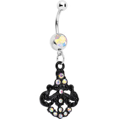 Aurora Czech Stone Black Baroque Empress Dangle Belly Ring