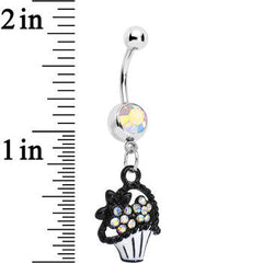 Aurora Czech Stone Basket of Flowers Dangle Belly Ring