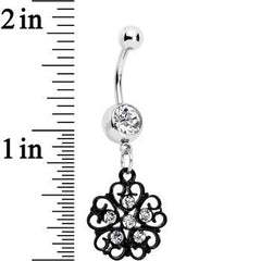 Clear Czech Stone Black Quinate Romance Dangle Belly Ring