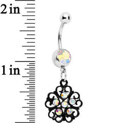 Aurora Czech Stone Black Quinate Romance Dangle Belly Ring