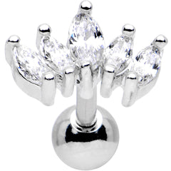 16G 1/4 Stainless Steel Clear CZ Cartilage Earring