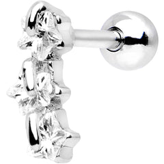 16G 1/4 Stainless Steel Clear CZ Star Right Cartilage Earring