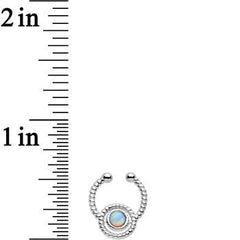 Iridescent Synthetic Opal Ion-plated Non-Pierced Clip On Fake Septum Ring
