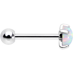 18G 5/16 Steel 5mm White Synthetic Opal Prong Set Cartilage