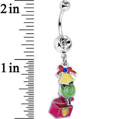 Clear Gem Christmas Bells Present Dangle Belly Ring
