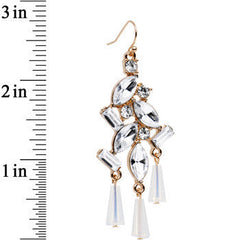 Clear Gold Tone Embellished Chandelier Fish Hook Drop Earrings