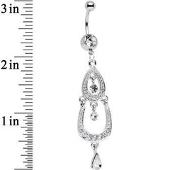 Clear Gem Shining Teardrop Horseshoe Dangle Belly Ring