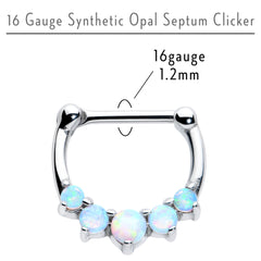16G 1/4 White Synthetic Opal Steel Bar Simple Septum Clicker