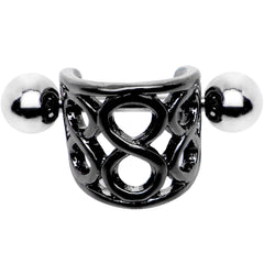 16G 3/8 Black Band Steel Bar Infinity Cartilage Cuff